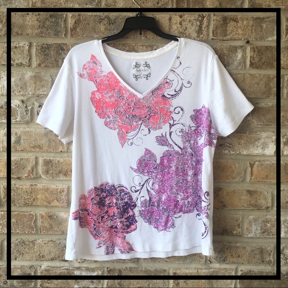 PINK & PURPLE FLORAL TEE TSHIRT |NICOLE MILLER TEE